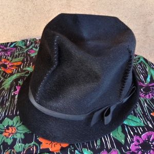 VTG 1960s Womens Black Wool Fedora Hat